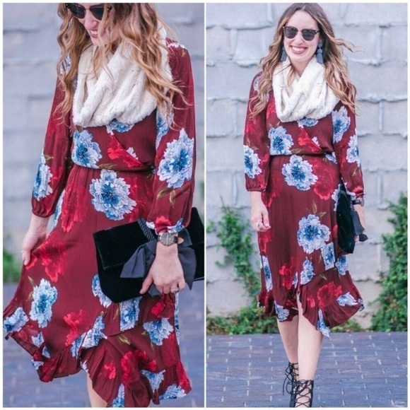 Anthropologie Plenty by Tracy Reese Aleah Floral Print Red Wrap Dress Small - Picture 2 of 9
